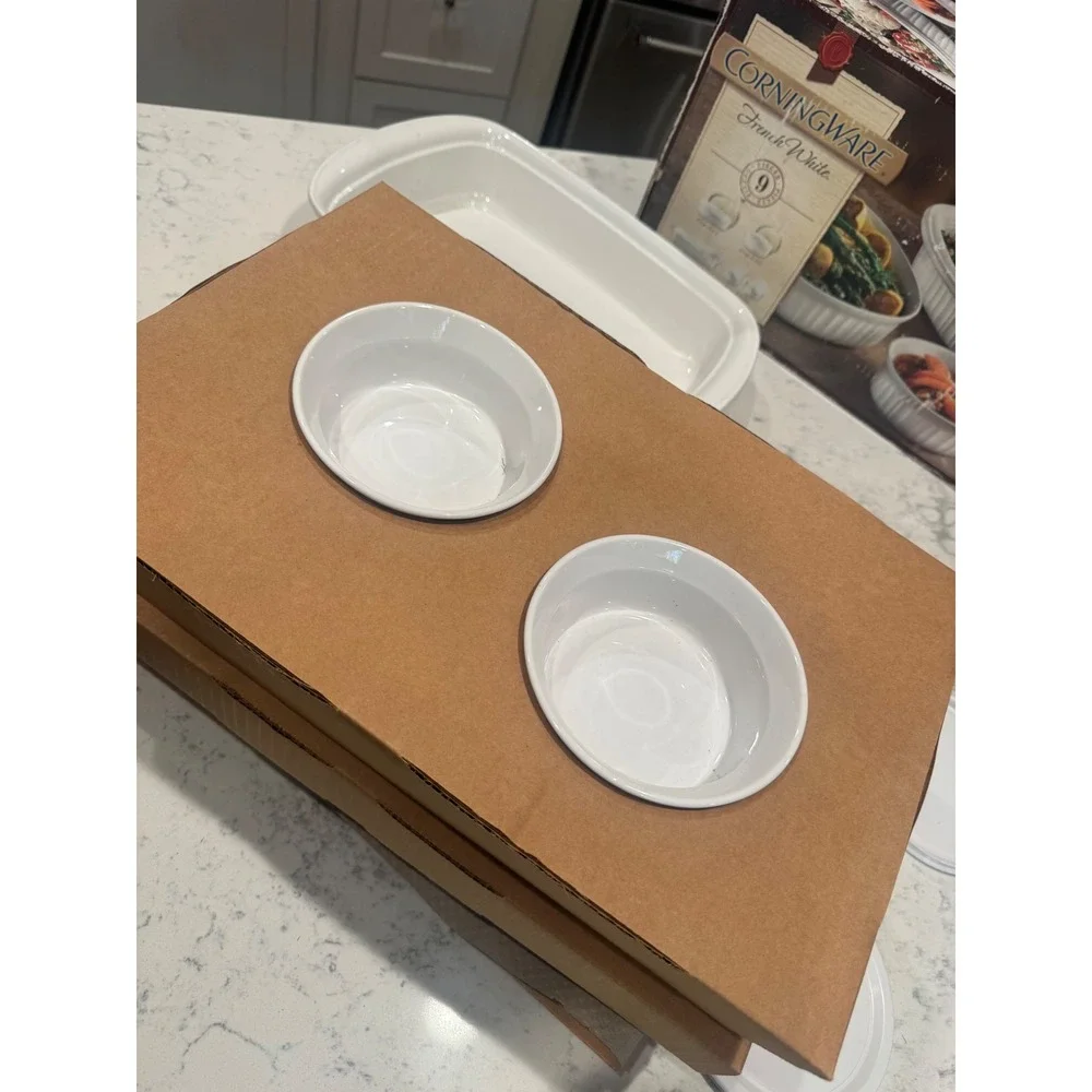 CorningWare French White 9 Piece Bakeware SetStoneware Casserole Dishes WhiteNIB